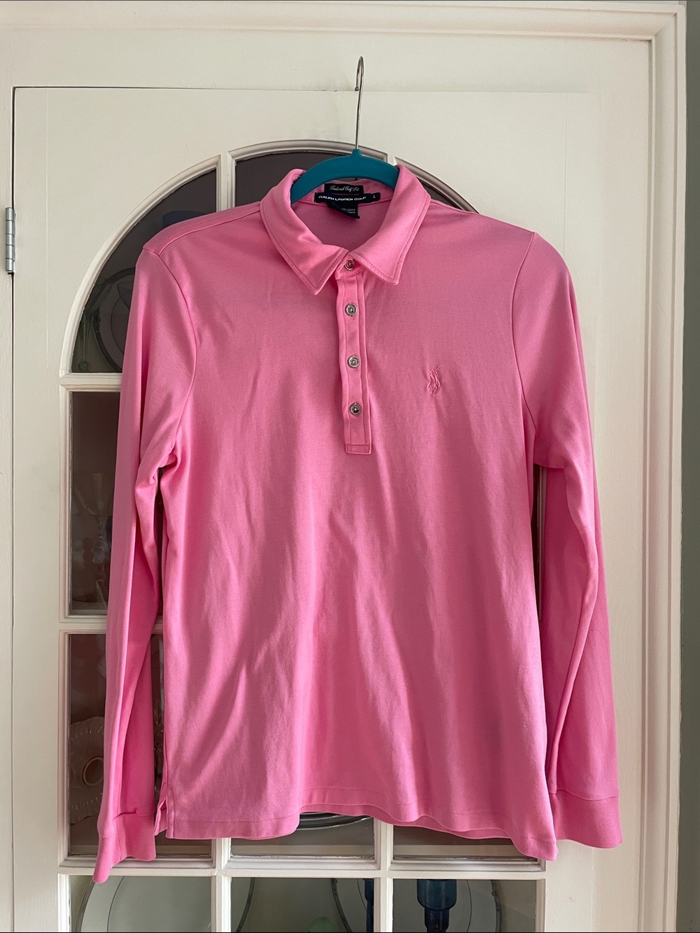 Ralph Lauren Tailored Golf Fit Pink Long-Sleeve Polo size: L